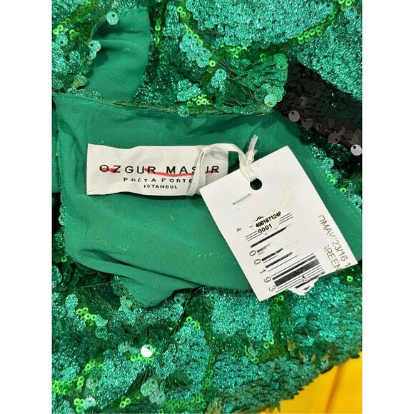 NWT Ozgur Masur Sequined Wrap Sleeveless Keyhole Back Column Gown Size 4 $1944 - Picture 10 of 10